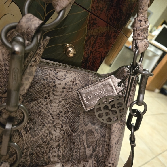 Coach Kristen Brown Tan‎ Embossed Python Leather Purse Hobo E1026 15361 - Picture 7 of 16